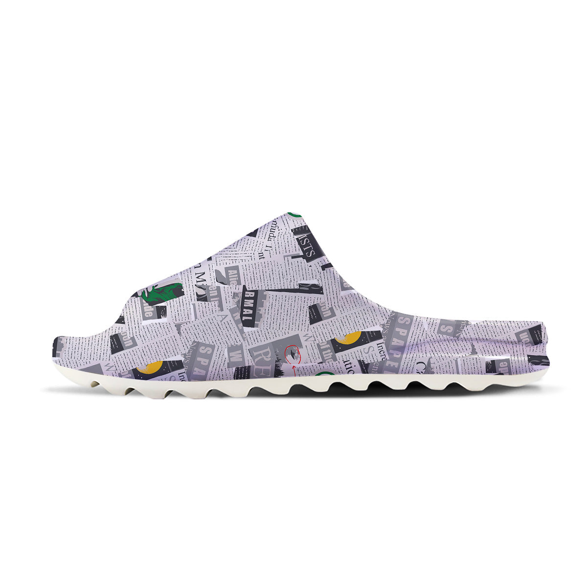 Newspaper Clippings On Aliens Topic Print Pattern Sandals-grizzshop