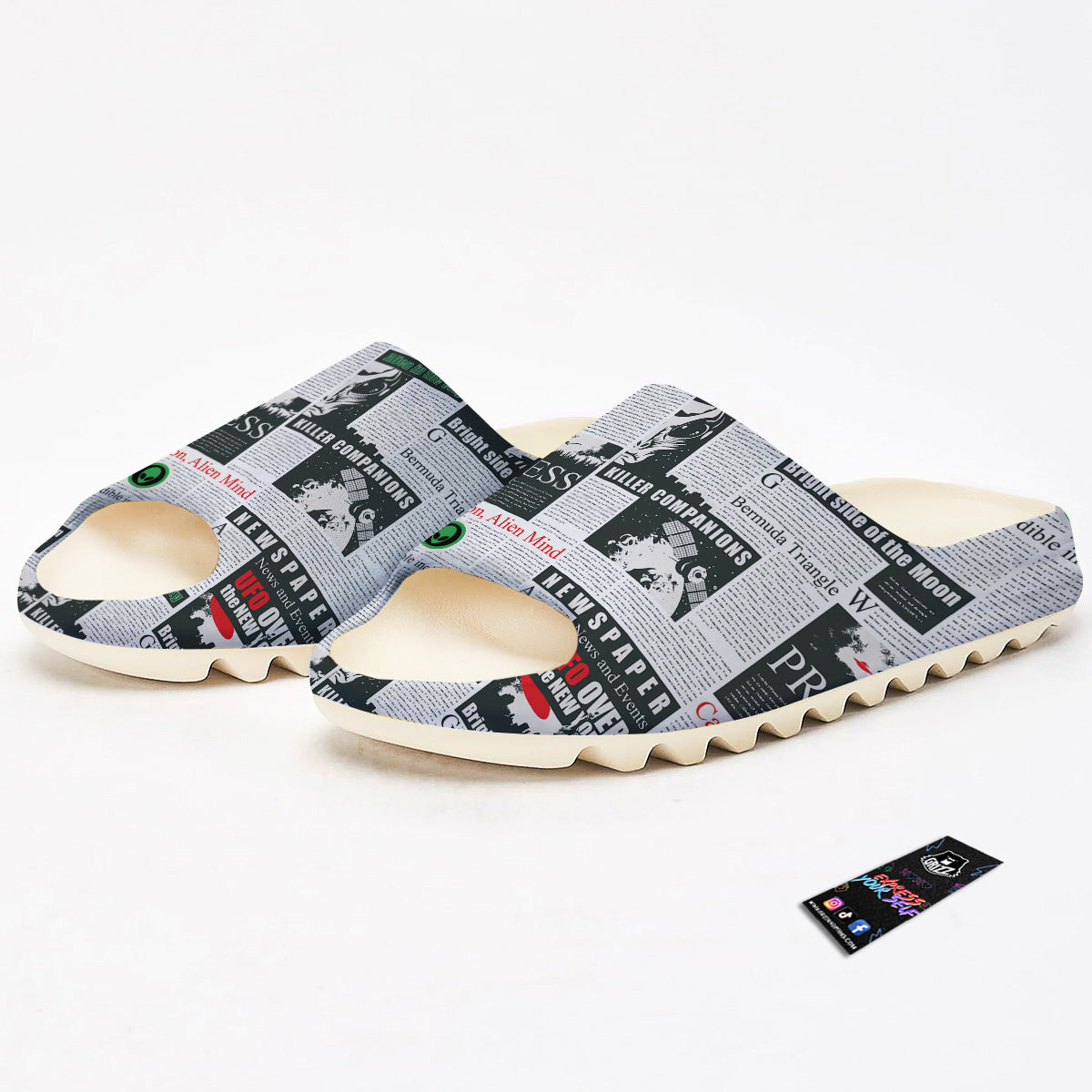 Newspaper Headlines Alien Print Pattern Sandals-grizzshop