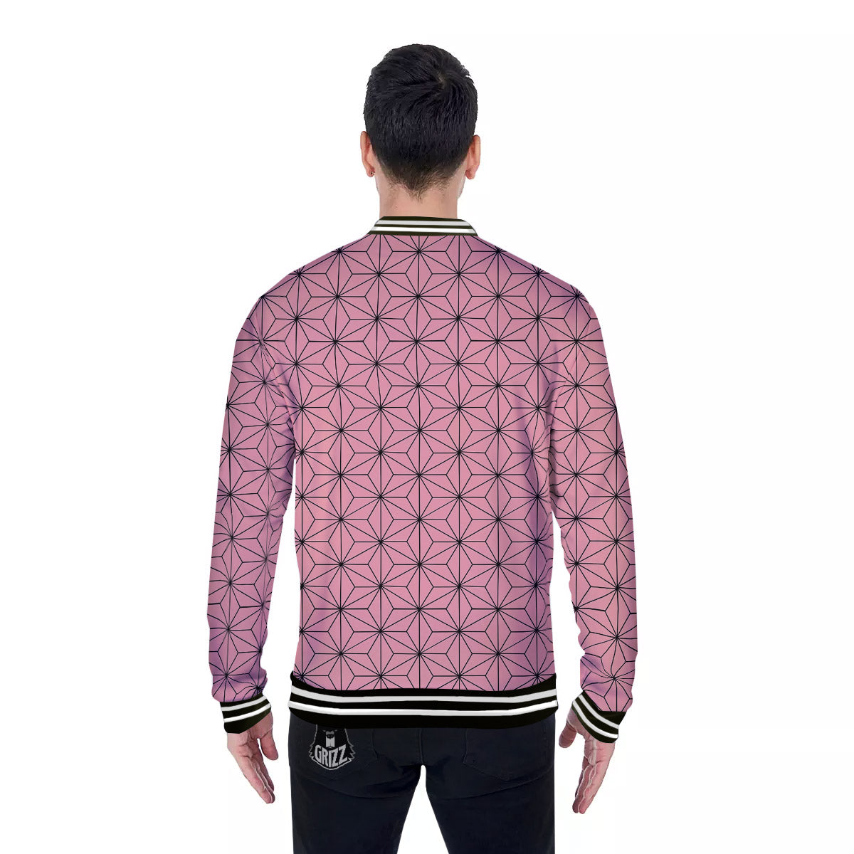 Nezuko Print Pattern Baseball Jacket-grizzshop
