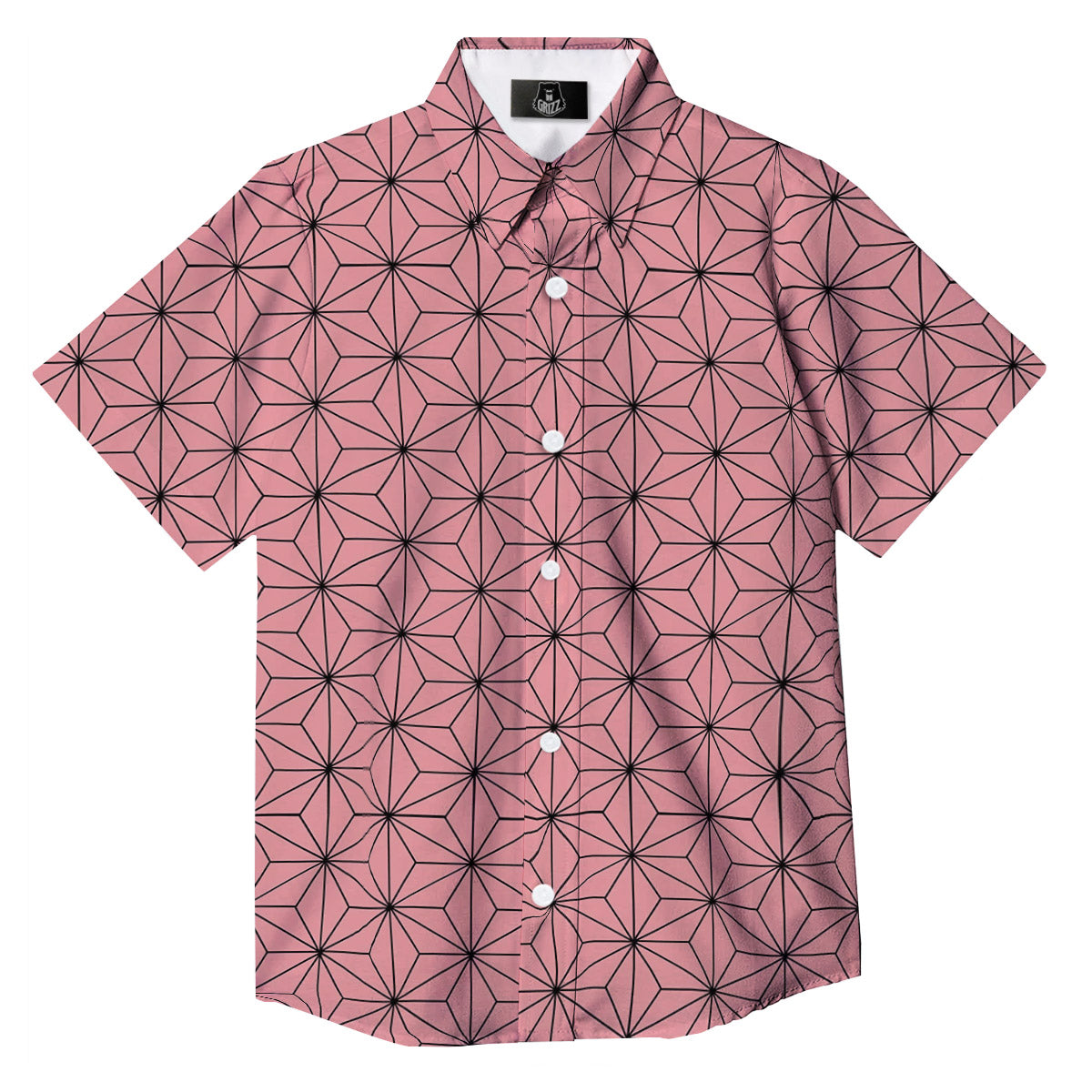 Nezuko Print Pattern Button Up Shirt-grizzshop