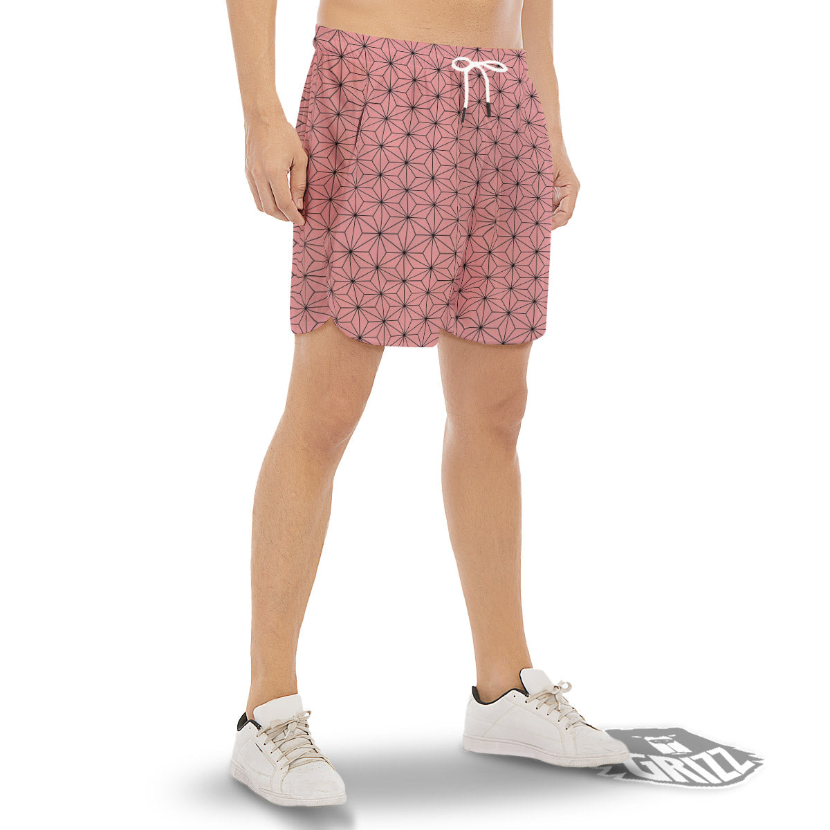 Nezuko Print Pattern Men's Gym Shorts-grizzshop