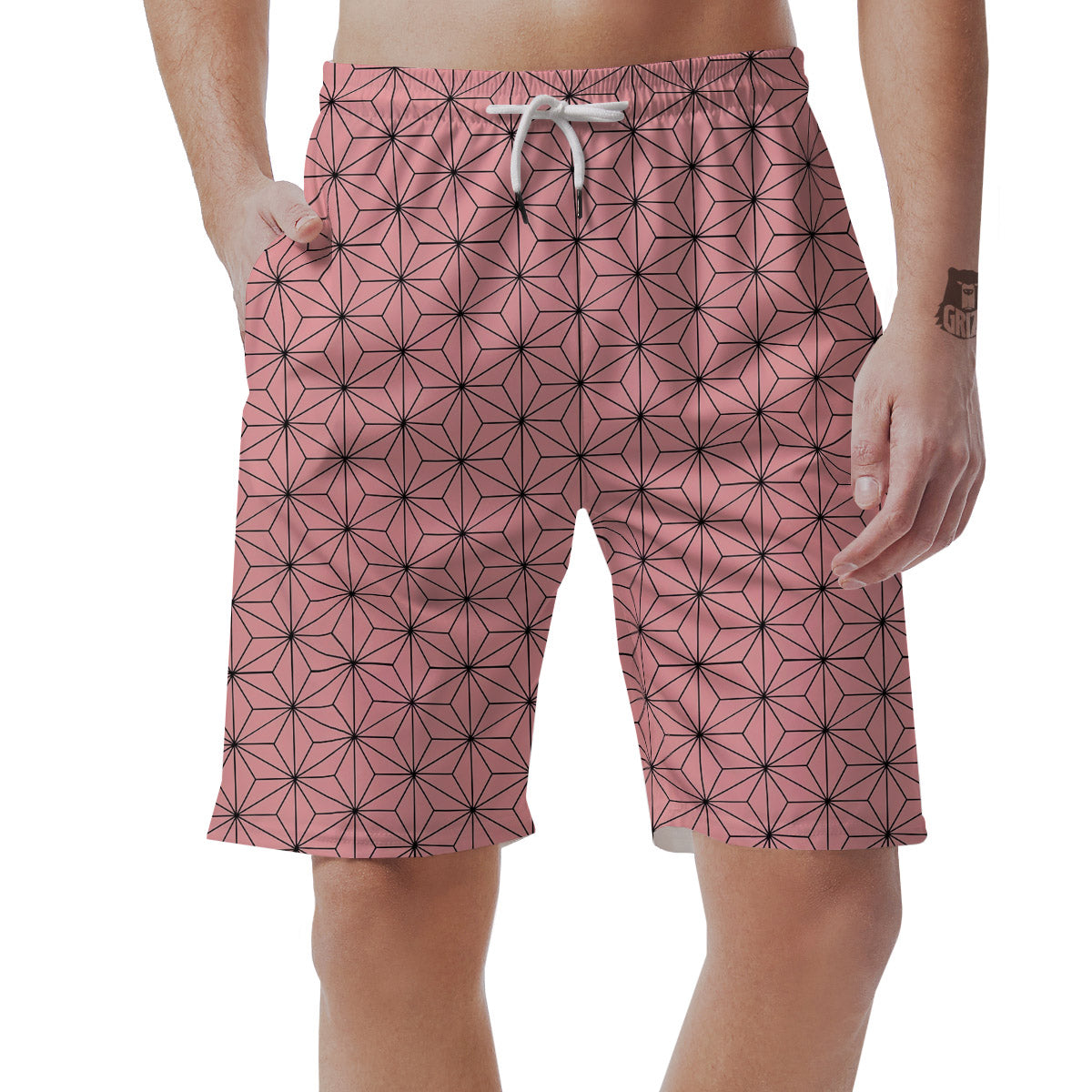 Nezuko Print Pattern Men's Shorts-grizzshop