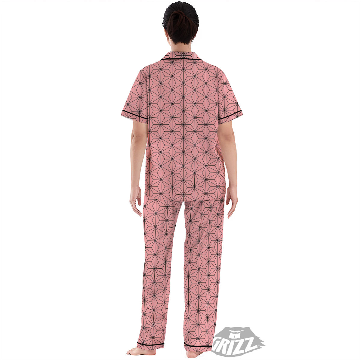 Nezuko Print Pattern Women's Pajamas Set-grizzshop