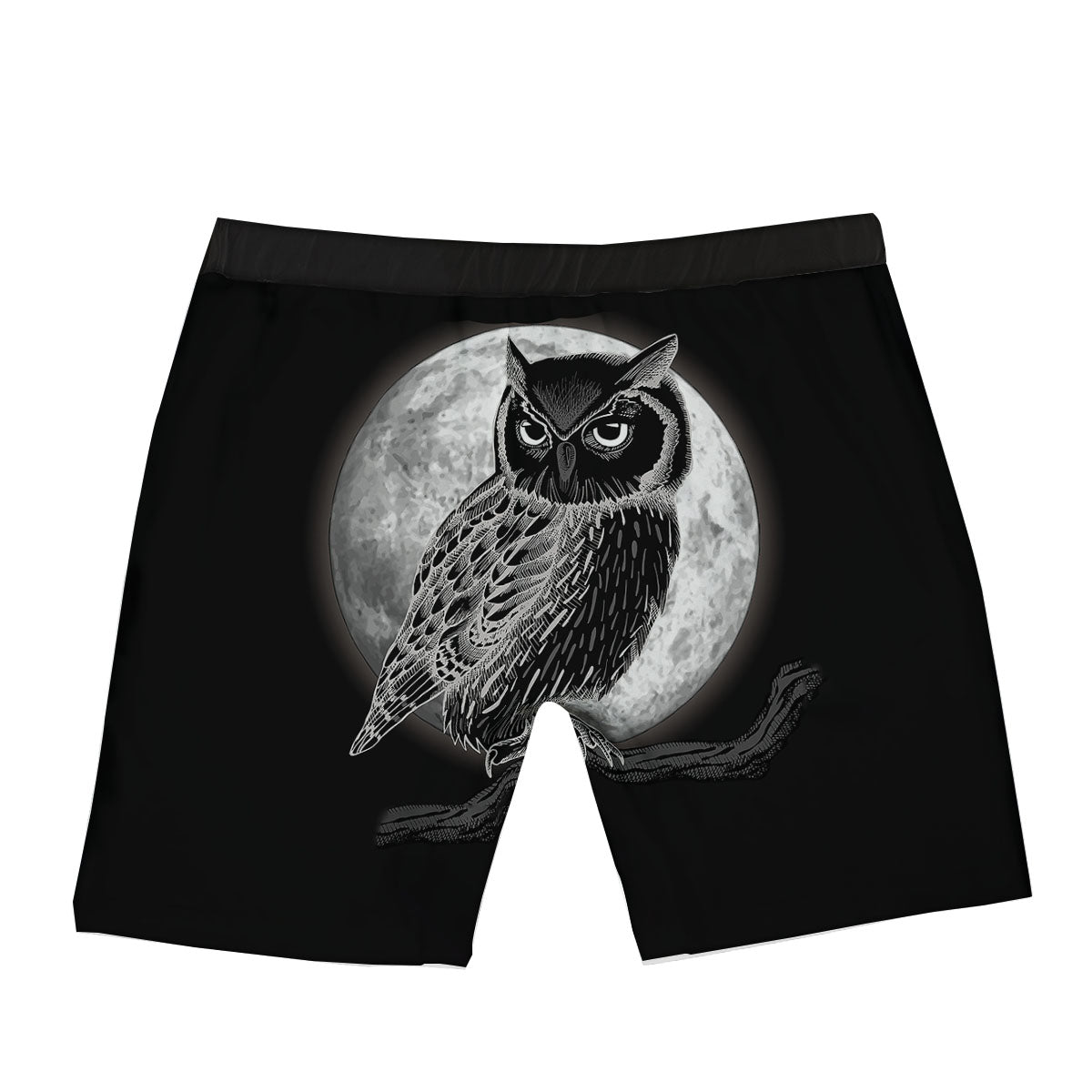Night Owl Full Moon Print Boxer Briefs-grizzshop