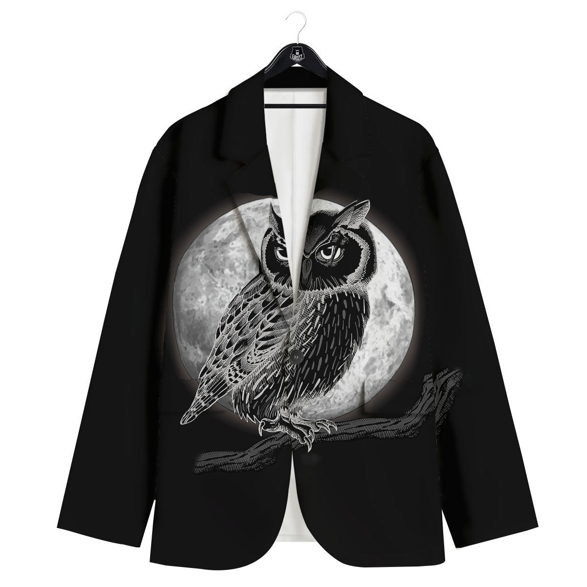 Night Owl Full Moon Print Men's Sport Coat-grizzshop