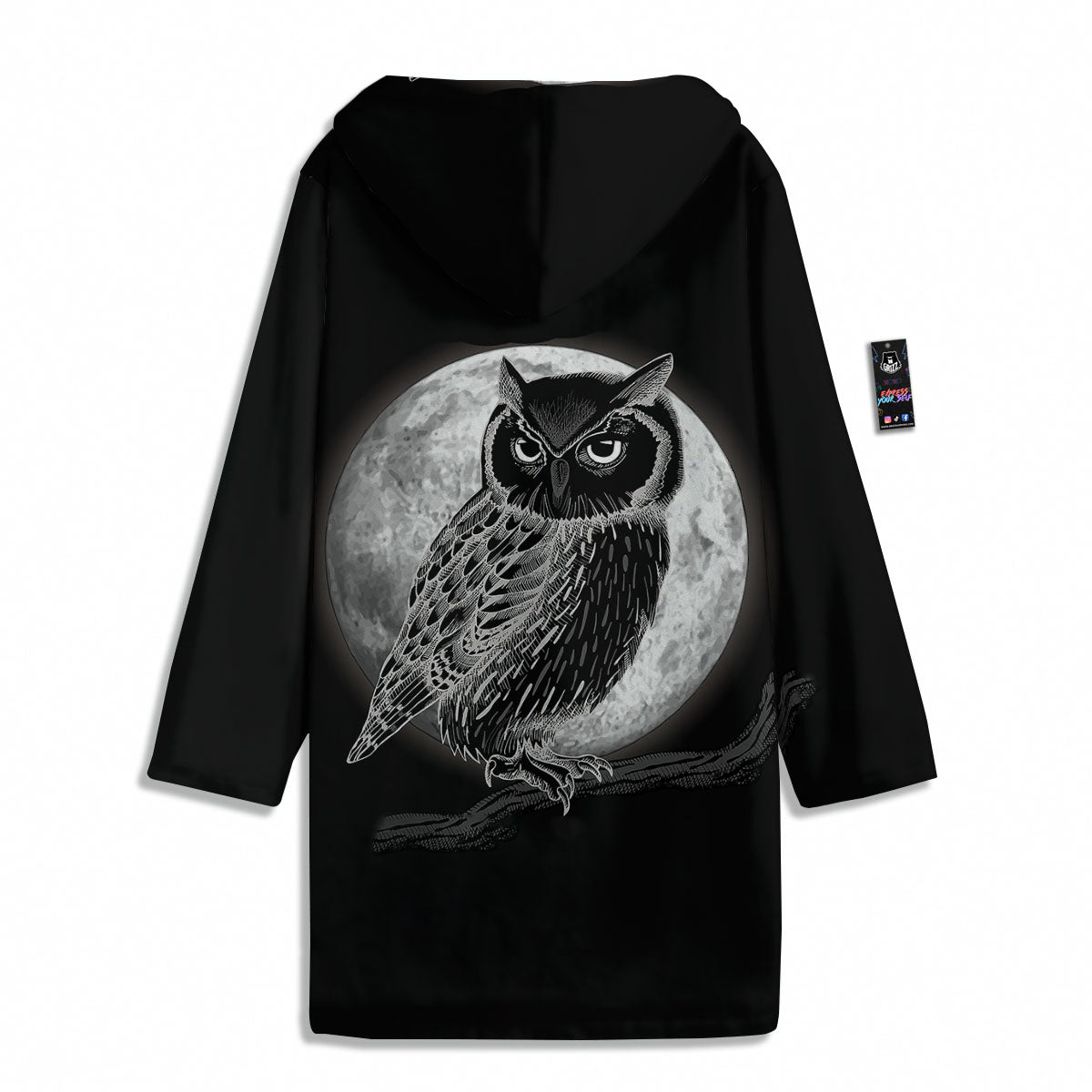 Night Owl Full Moon Print Men's Windbreaker Jacket-grizzshop