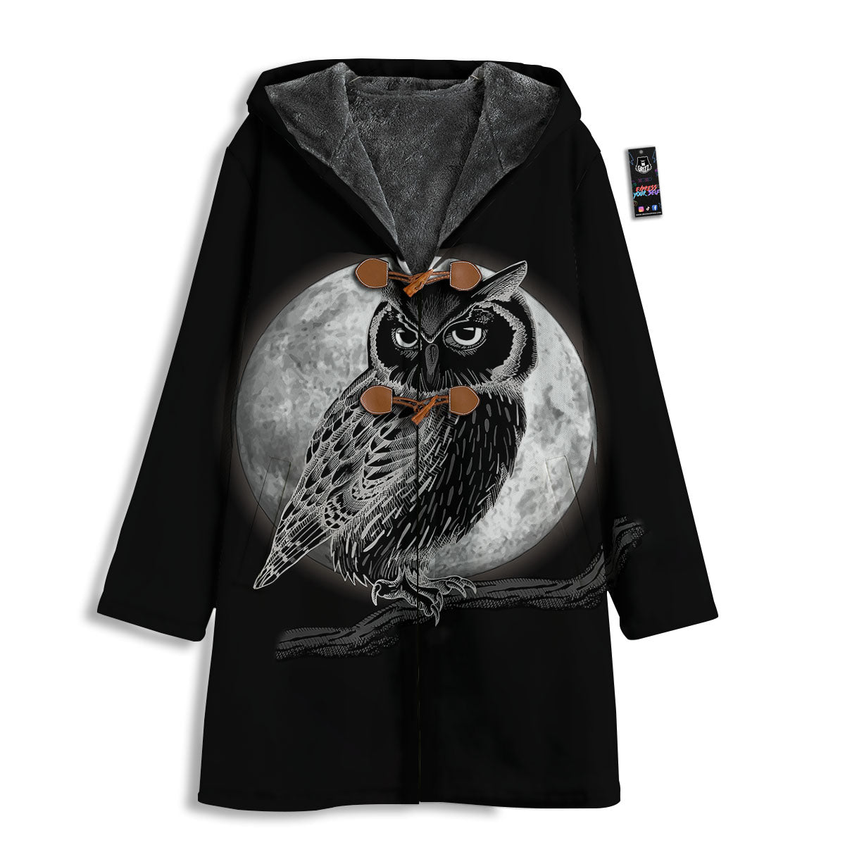 Night Owl Full Moon Print Men's Windbreaker Jacket-grizzshop
