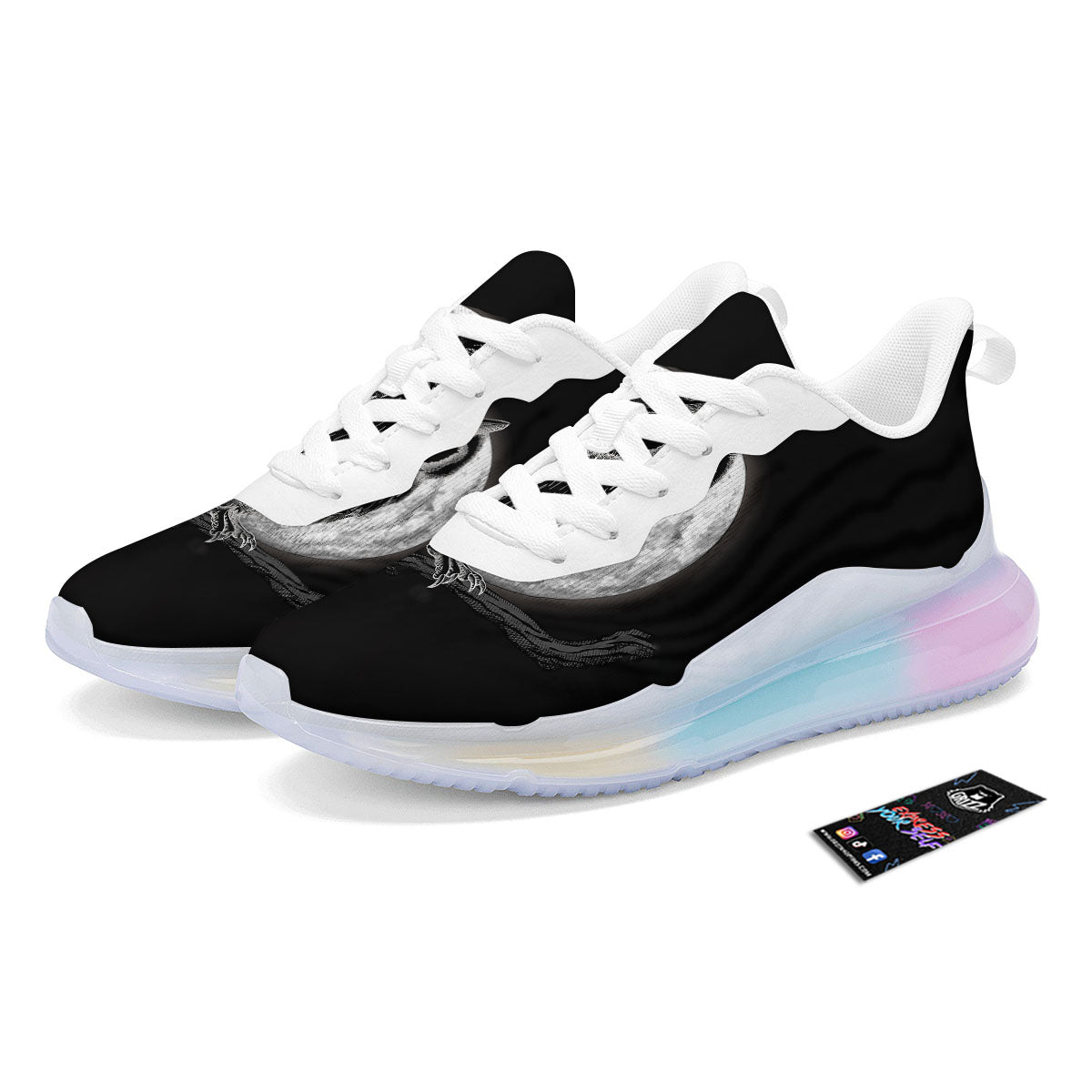 Night Owl Full Moon Print Running Sneakers-grizzshop