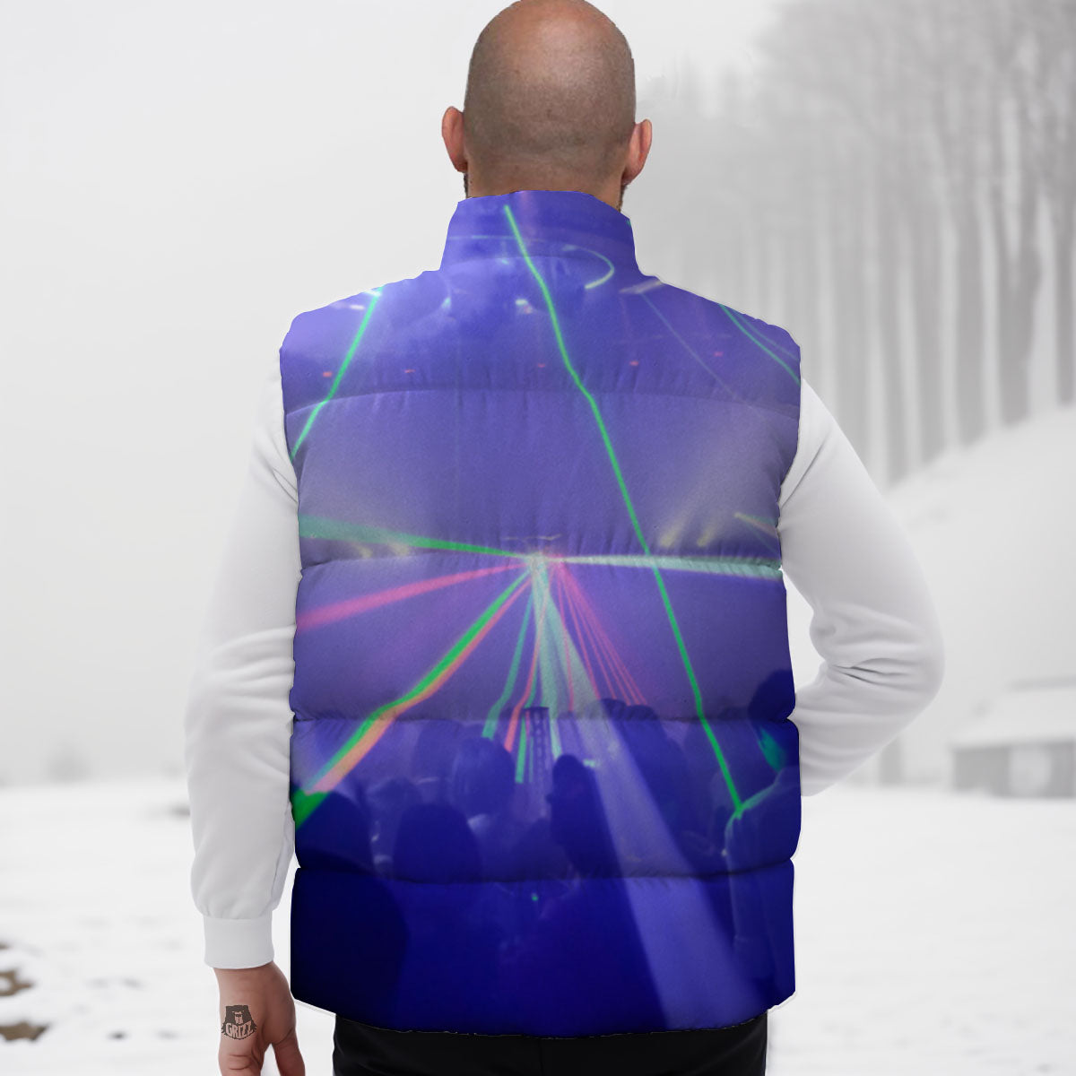 Nightclub EDM Party Print Down Vest