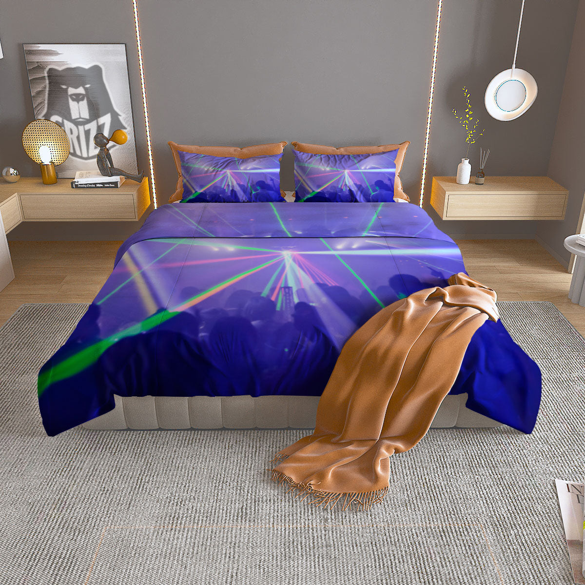 Nightclub EDM Party Print Duvet Cover Bedding Set
