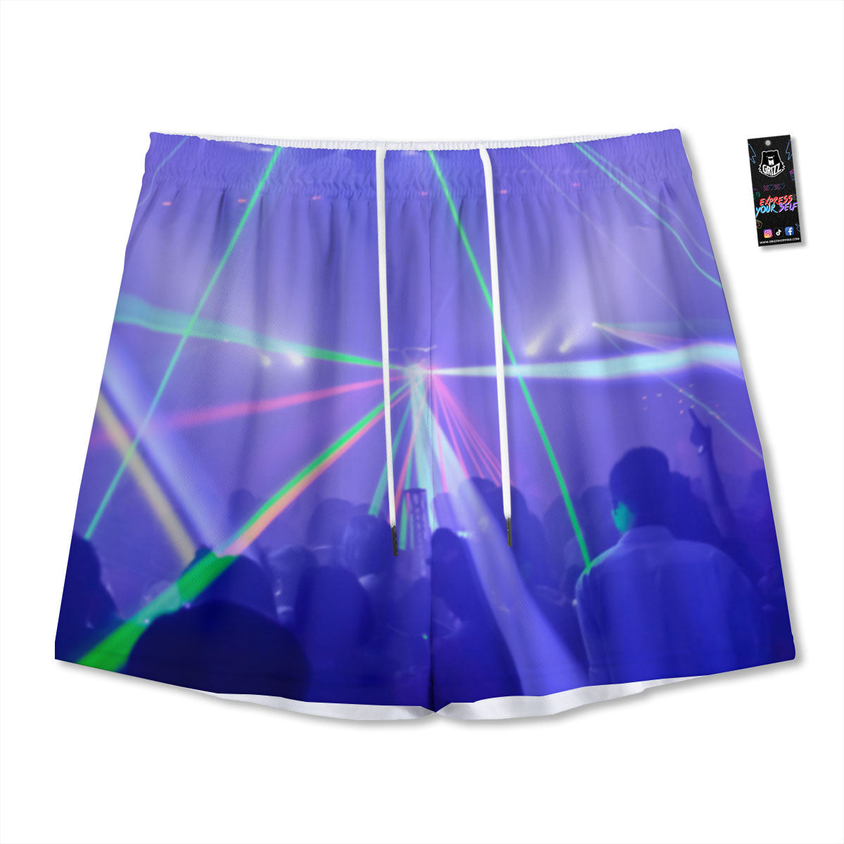 Nightclub EDM Party Print Mesh Shorts