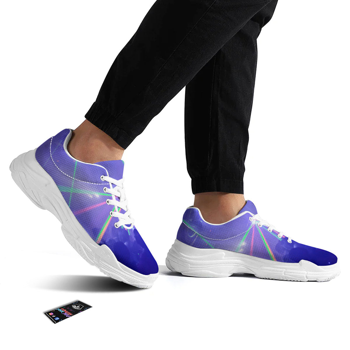 Nightclub EDM Party Print White Chunky Shoes-grizzshop