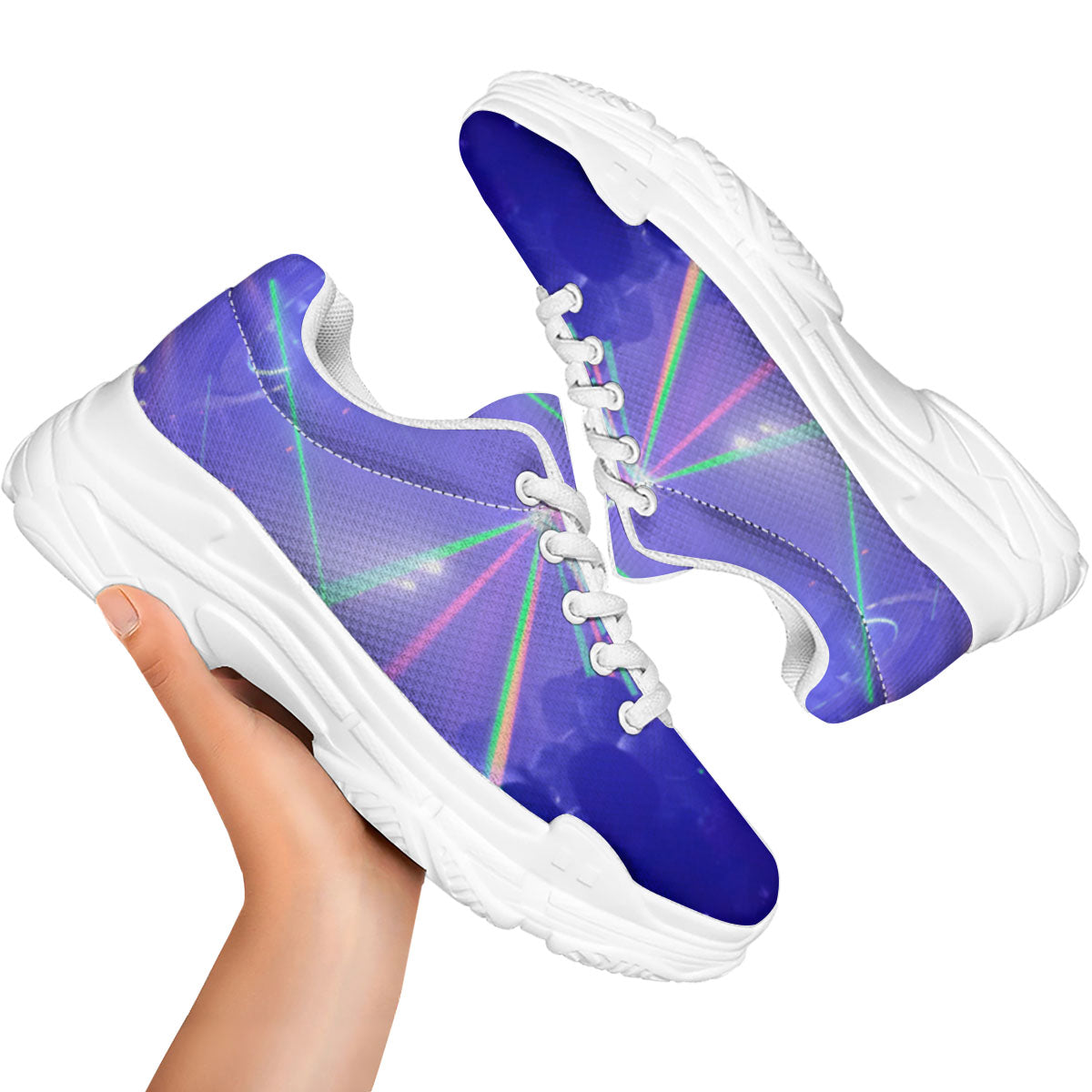 Nightclub EDM Party Print White Chunky Shoes-grizzshop