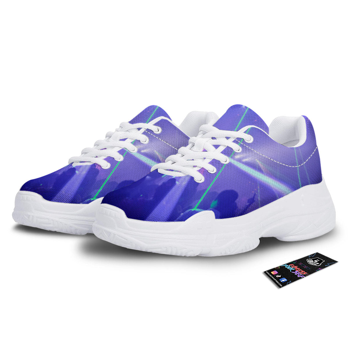 Nightclub EDM Party Print White Chunky Shoes-grizzshop