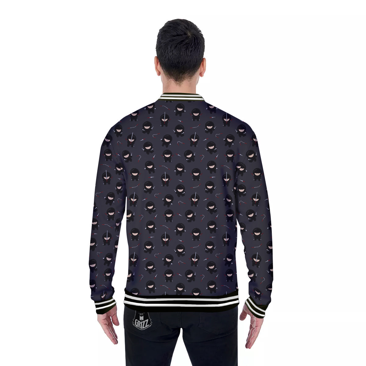 Ninja Cute Print Pattern Baseball Jacket-grizzshop