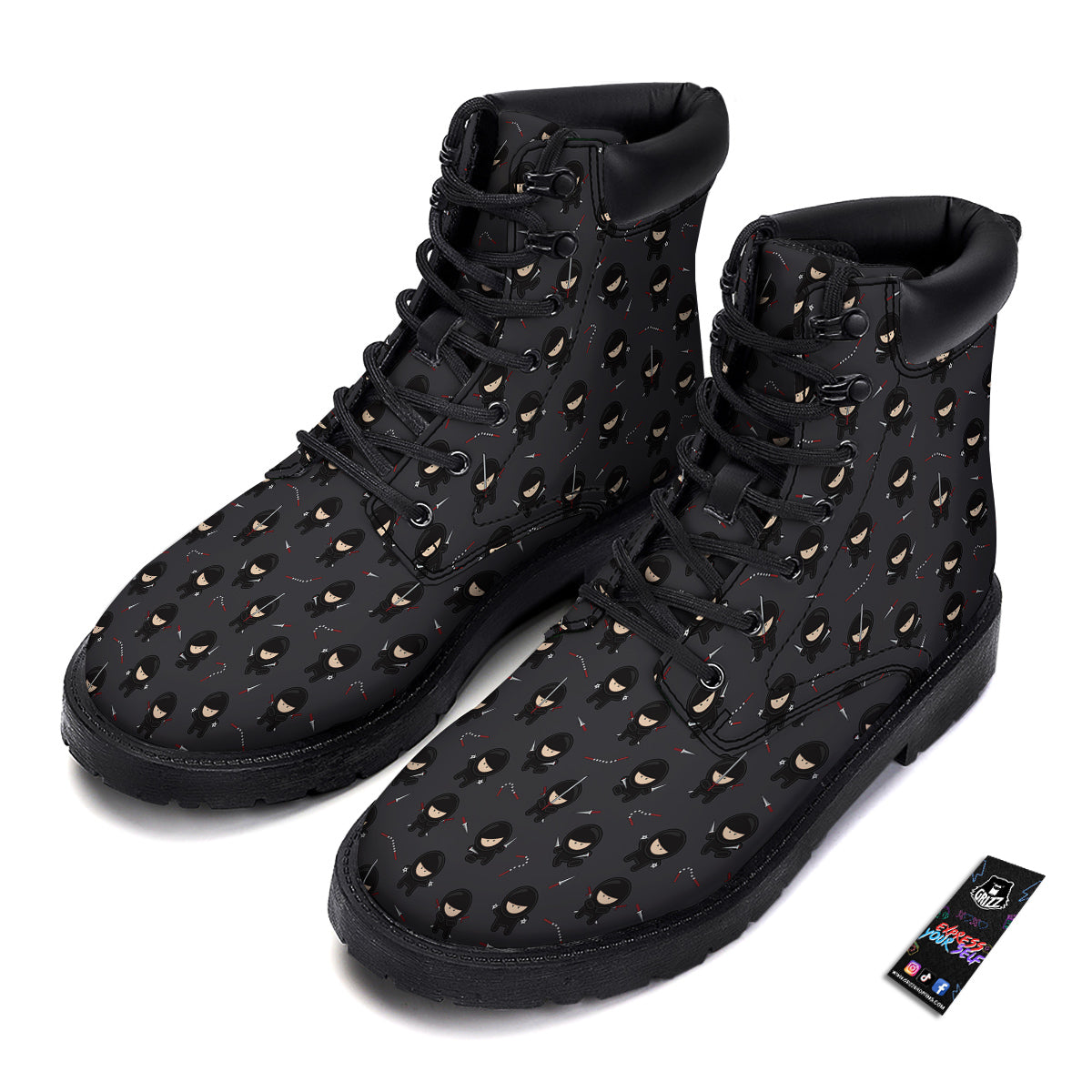 Ninja Cute Print Pattern Boots-grizzshop