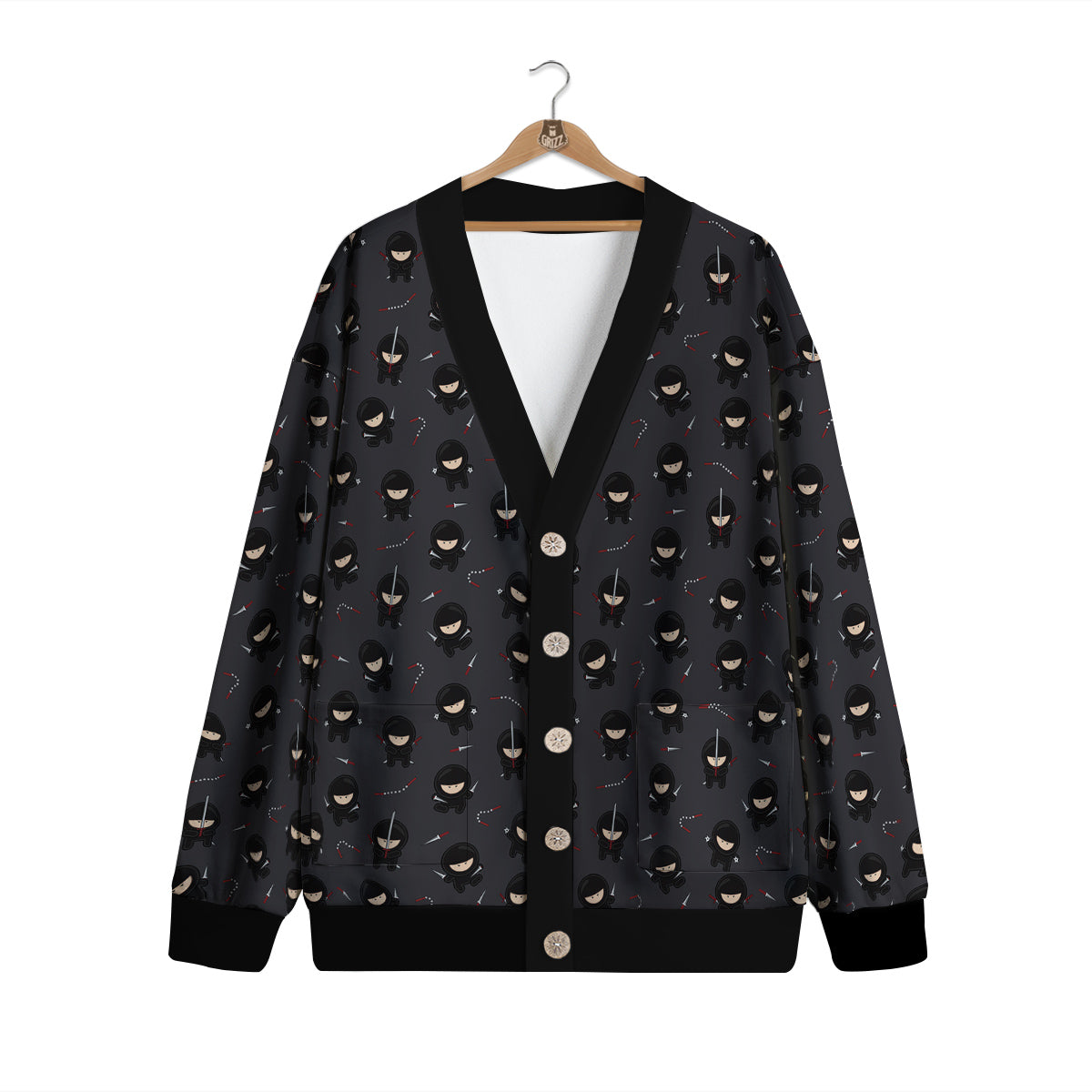 Ninja Cute Print Pattern Cardigan-grizzshop