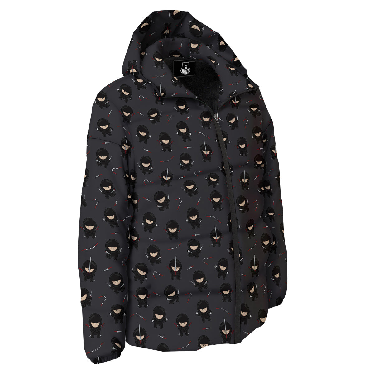Ninja Cute Print Pattern Down Jacket-grizzshop
