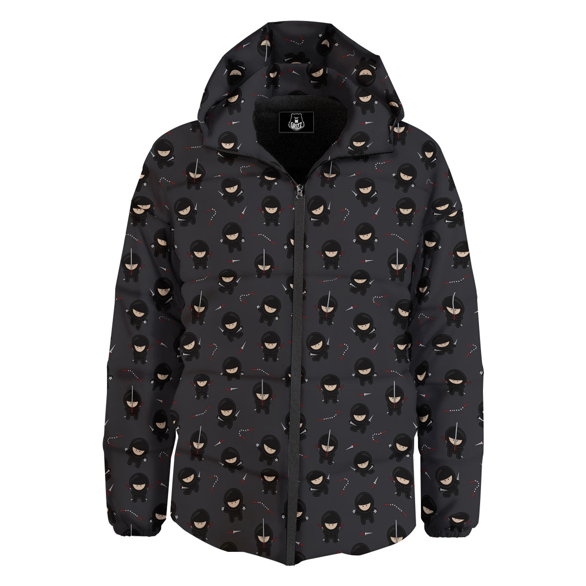 Ninja Cute Print Pattern Down Jacket-grizzshop