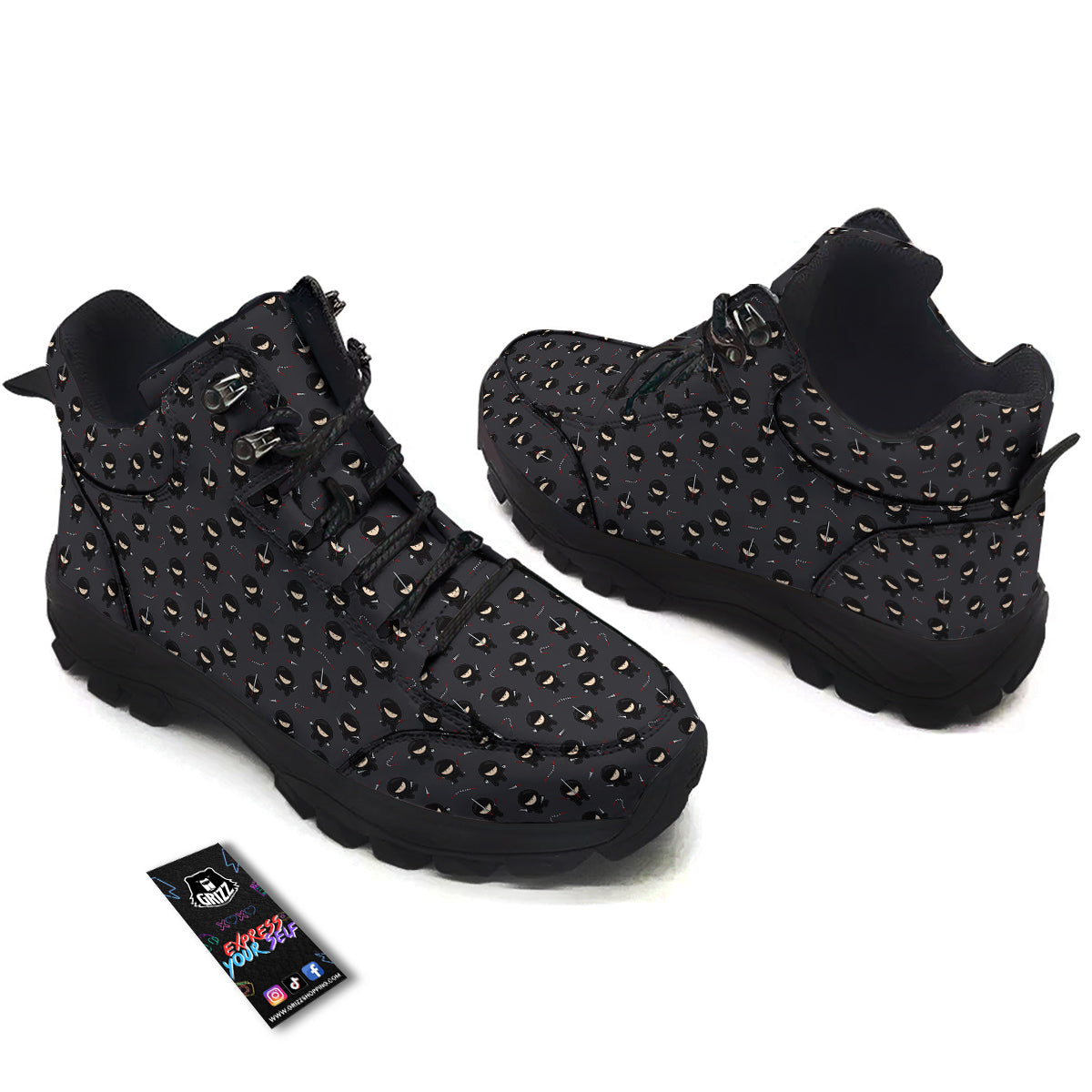 Ninja Cute Print Pattern Hiking Shoes-grizzshop