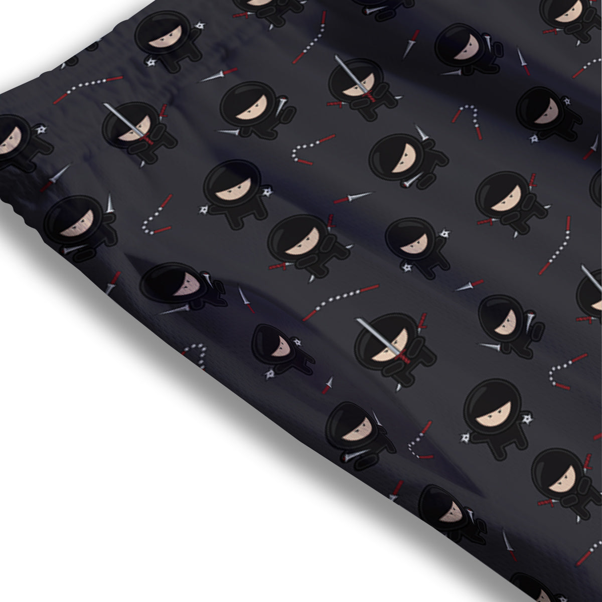 Ninja Cute Print Pattern Mesh Shorts-grizzshop