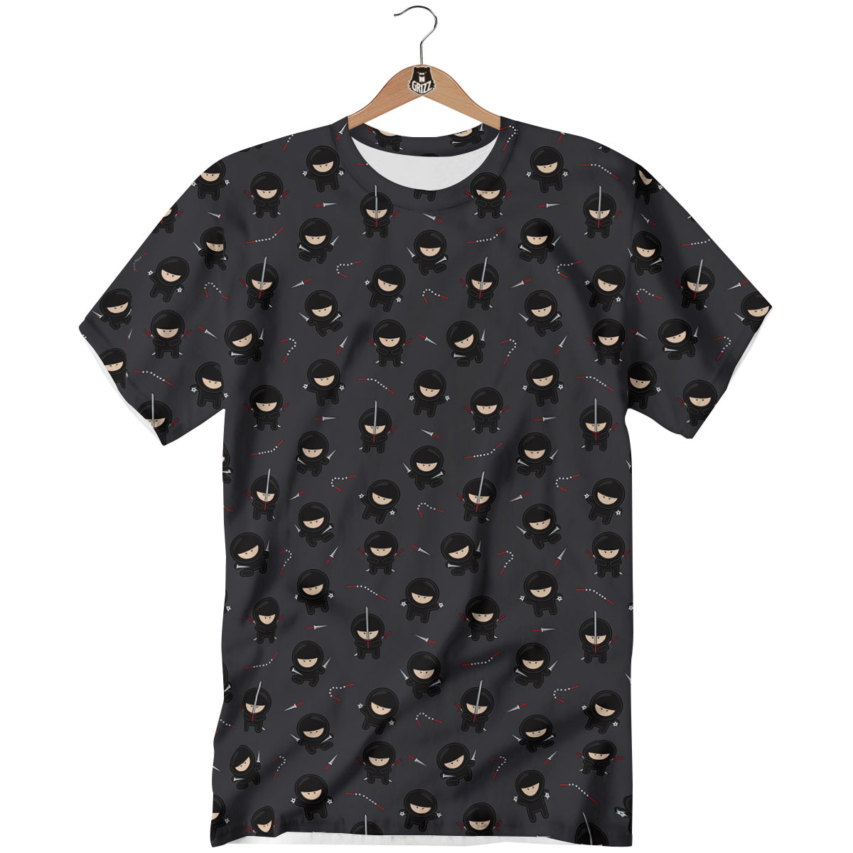 Ninja Cute Print Pattern T-Shirt-grizzshop