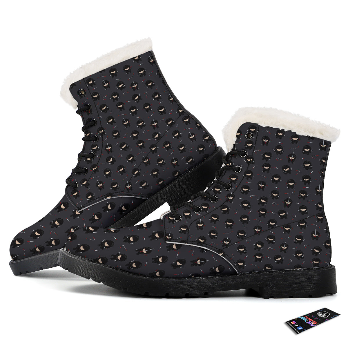 Ninja Cute Print Pattern Winter Boots-grizzshop