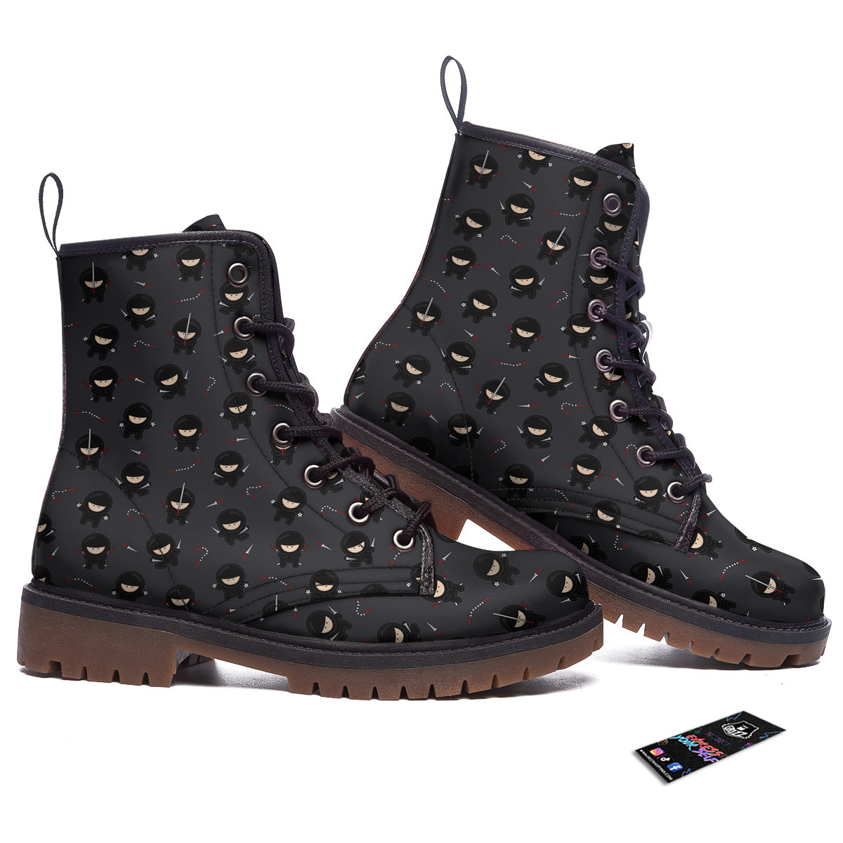 Ninja Cute Print Pattern Work Boots-grizzshop