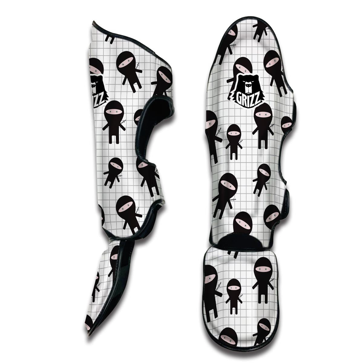 Ninja Pattern Print Muay Thai Shin Guards-grizzshop