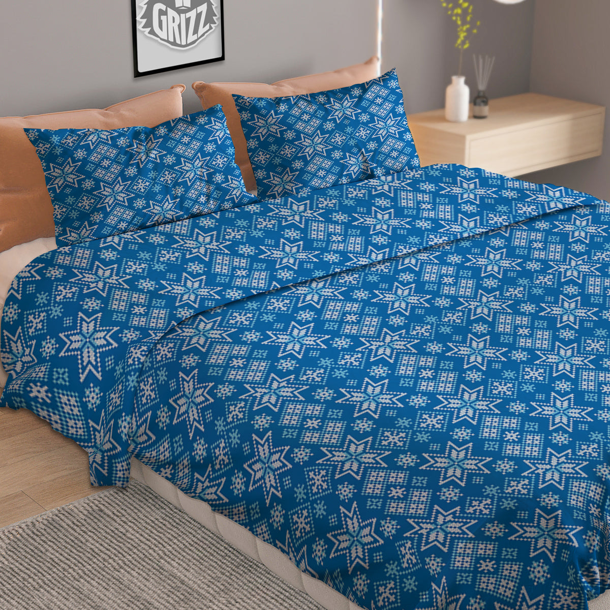 Merry Christmas Cute Print Pattern Duvet Cover Bedding Set