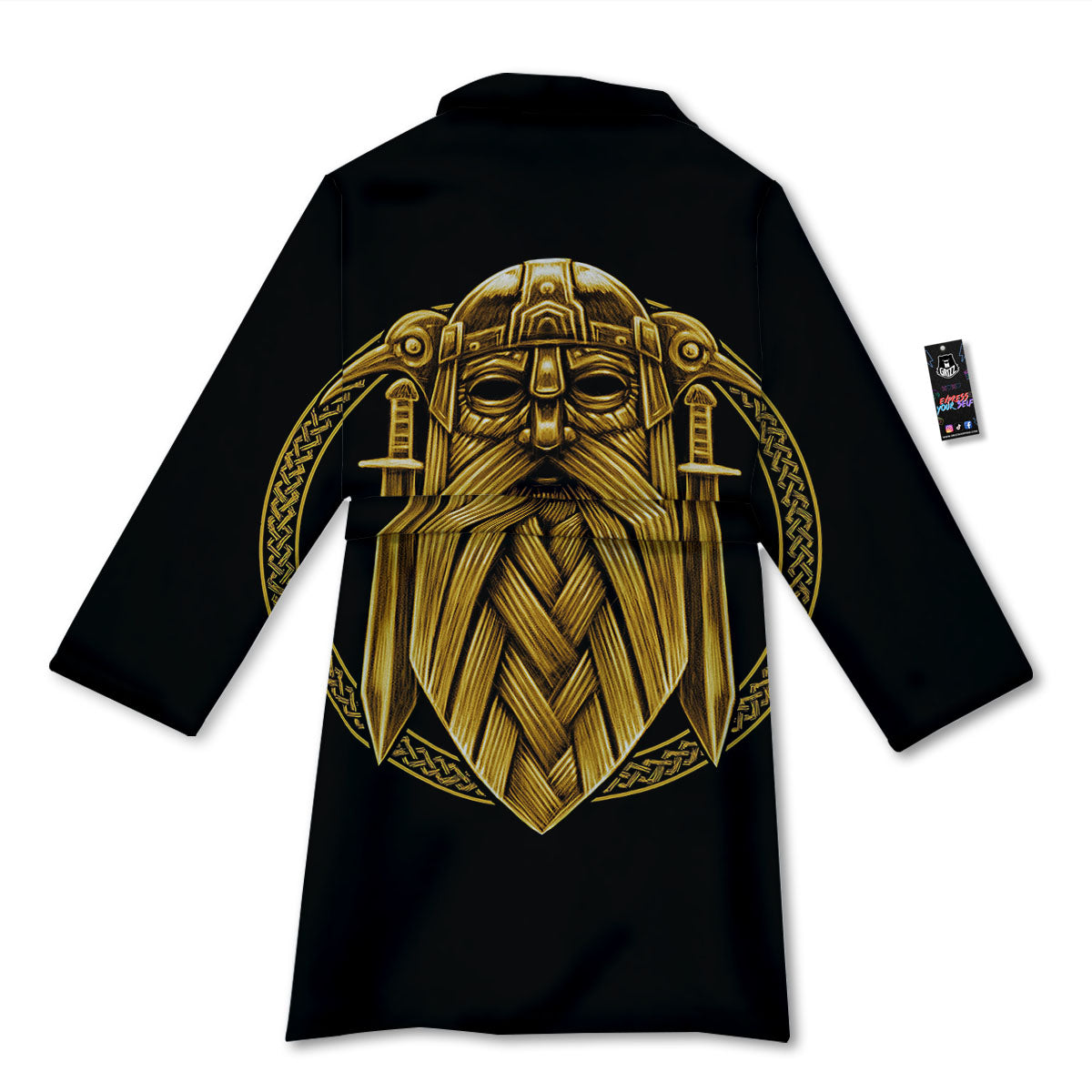 Norse God Odin Gold Viking Print Bathrobe-grizzshop