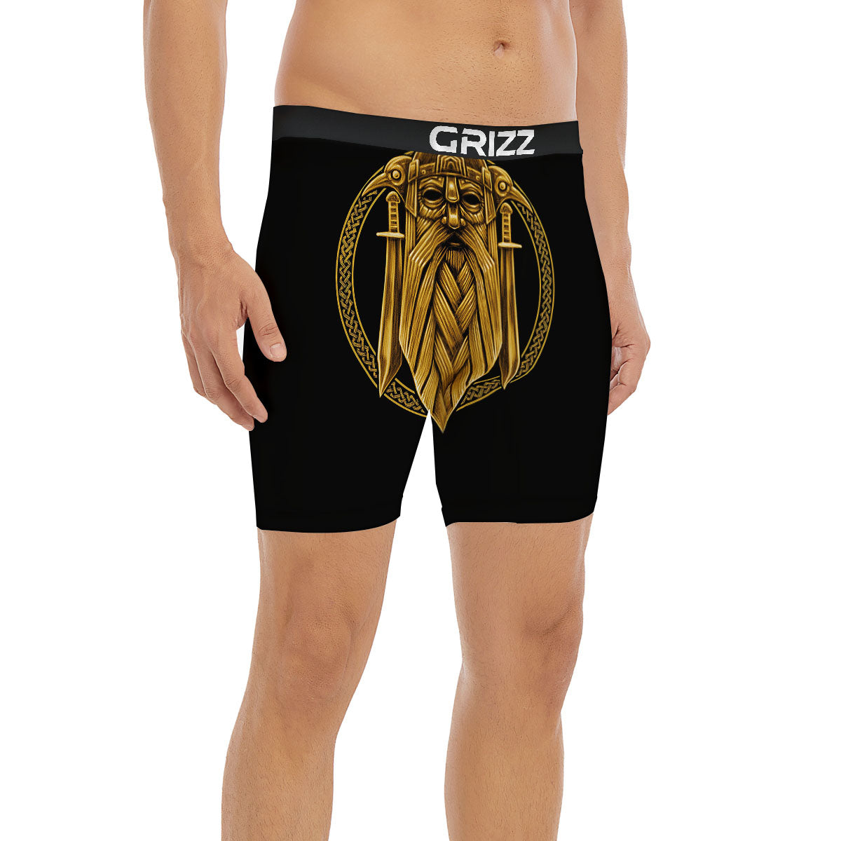 Norse God Odin Gold Viking Print Boxer Briefs-grizzshop