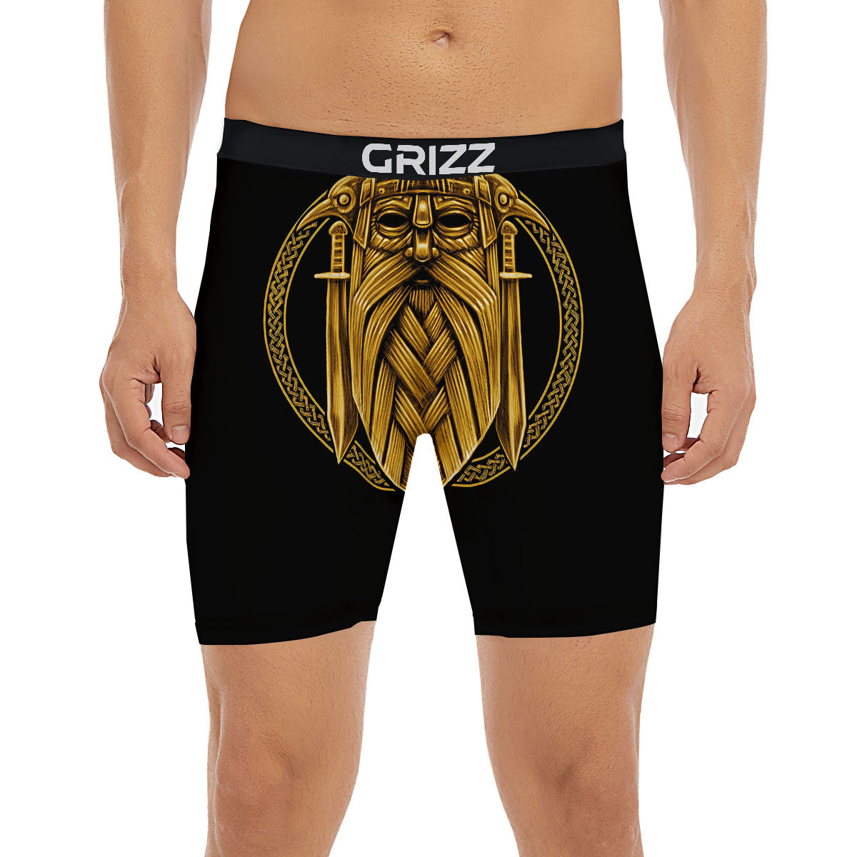 Norse God Odin Gold Viking Print Boxer Briefs-grizzshop