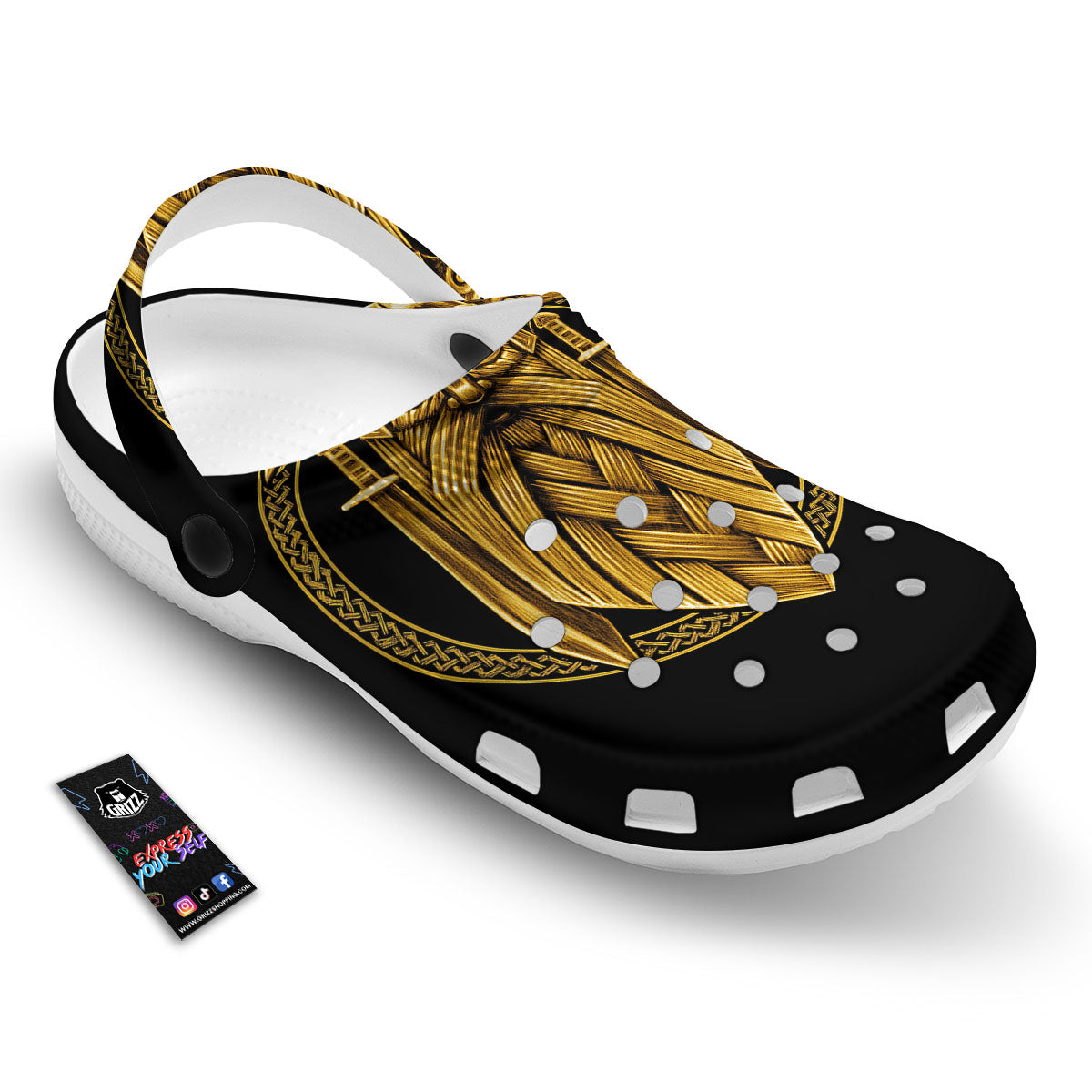 Norse God Odin Gold Viking Print Clog-grizzshop