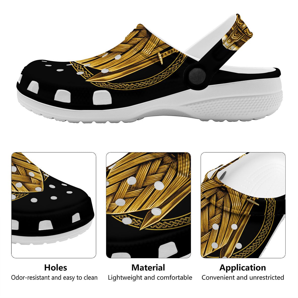 Norse God Odin Gold Viking Print Clog-grizzshop