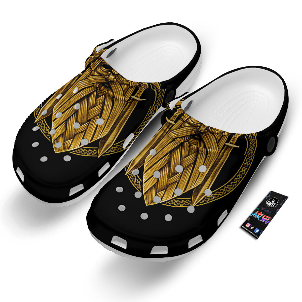 Norse God Odin Gold Viking Print Clog-grizzshop