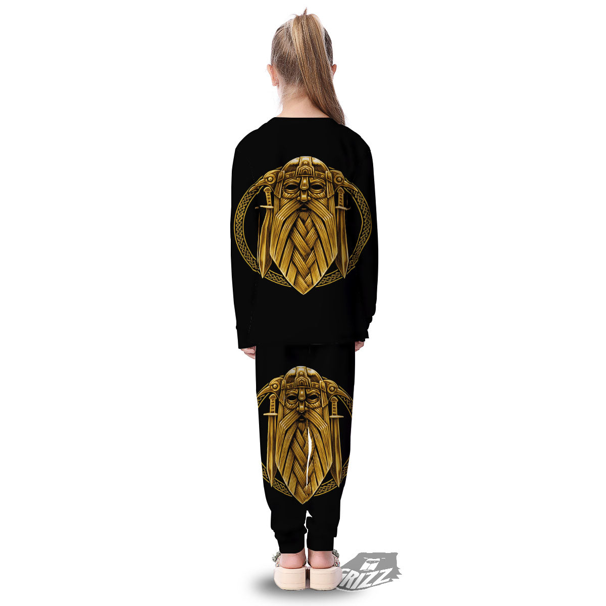 Norse God Odin Gold Viking Print Kid's Pajamas-grizzshop