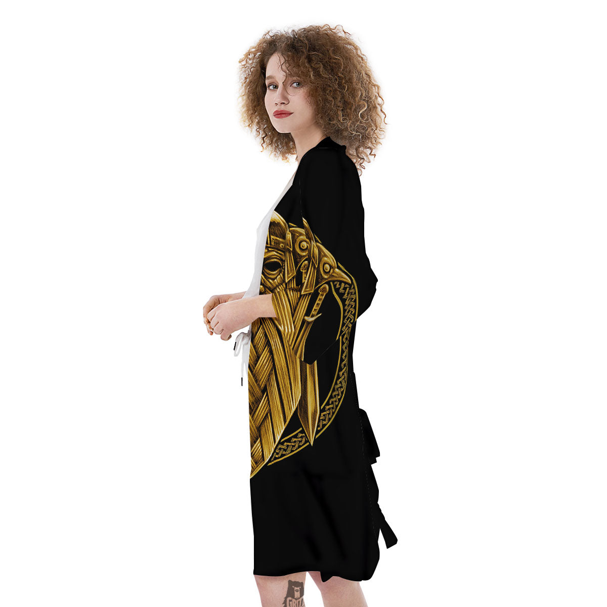 Norse God Odin Gold Viking Print Kimono-grizzshop