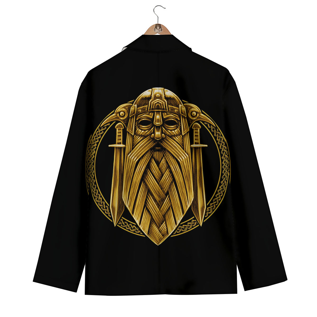 Norse God Odin Gold Viking Print Men's Blazer-grizzshop
