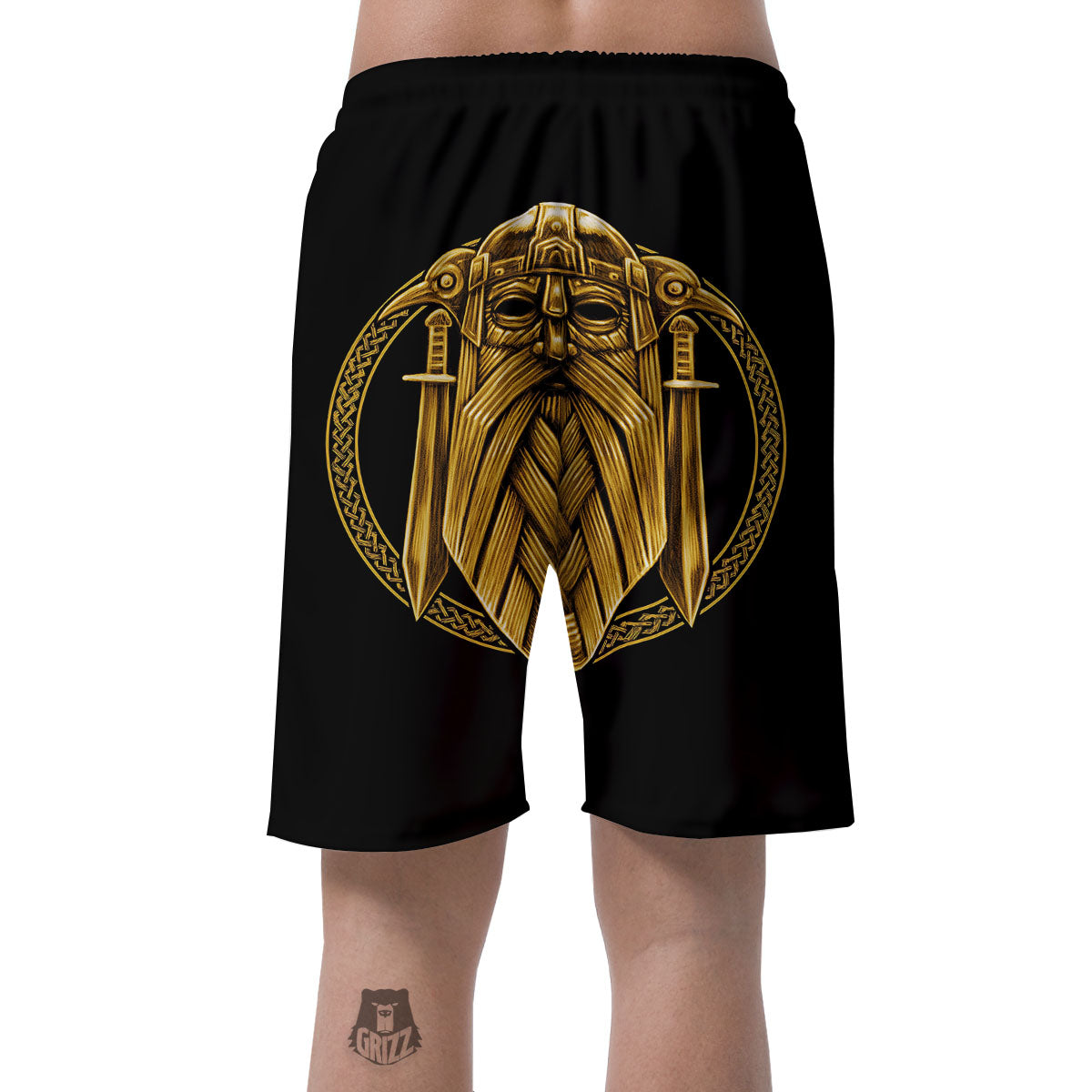 Norse God Odin Gold Viking Print Men's Shorts-grizzshop