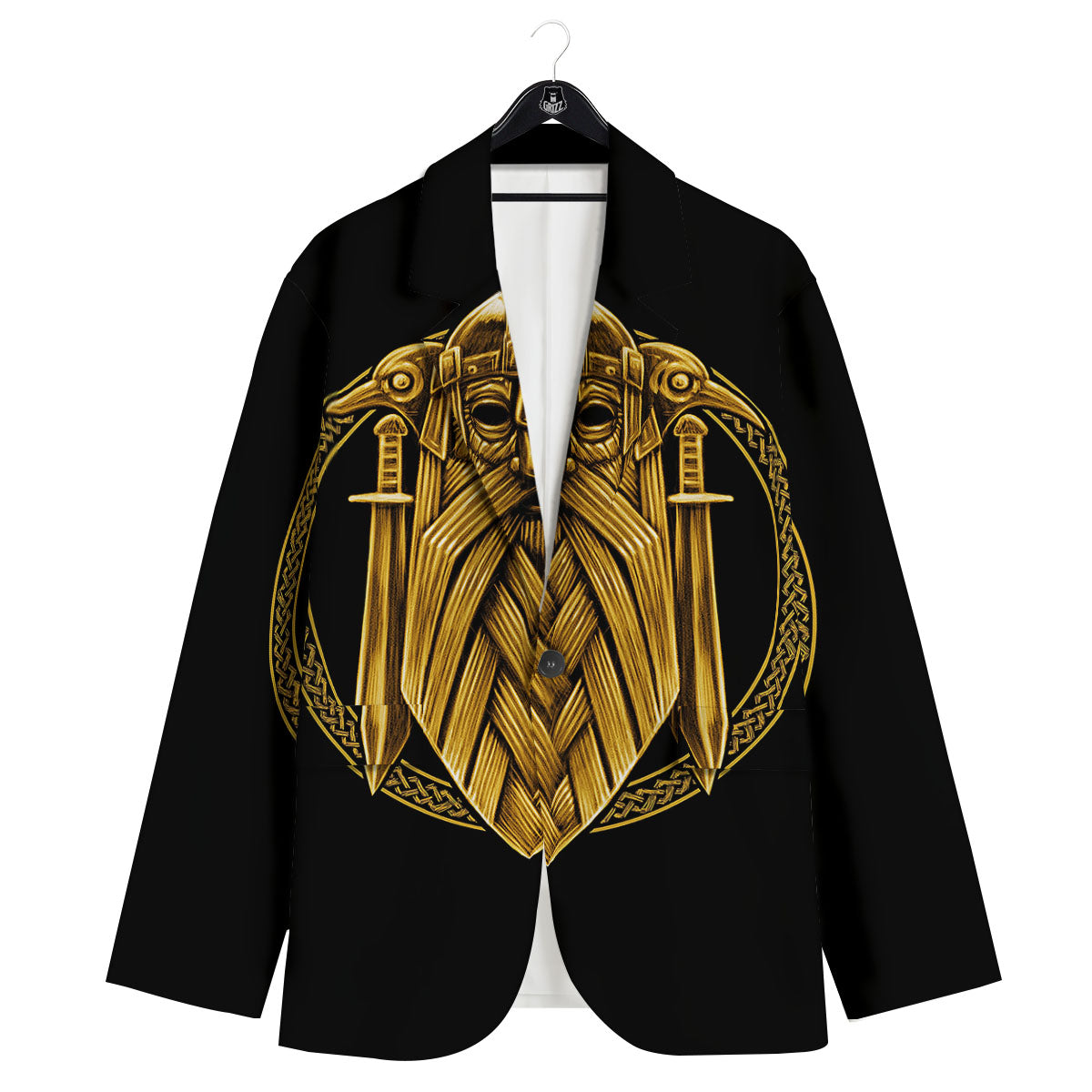 Norse God Odin Gold Viking Print Men's Sport Coat-grizzshop