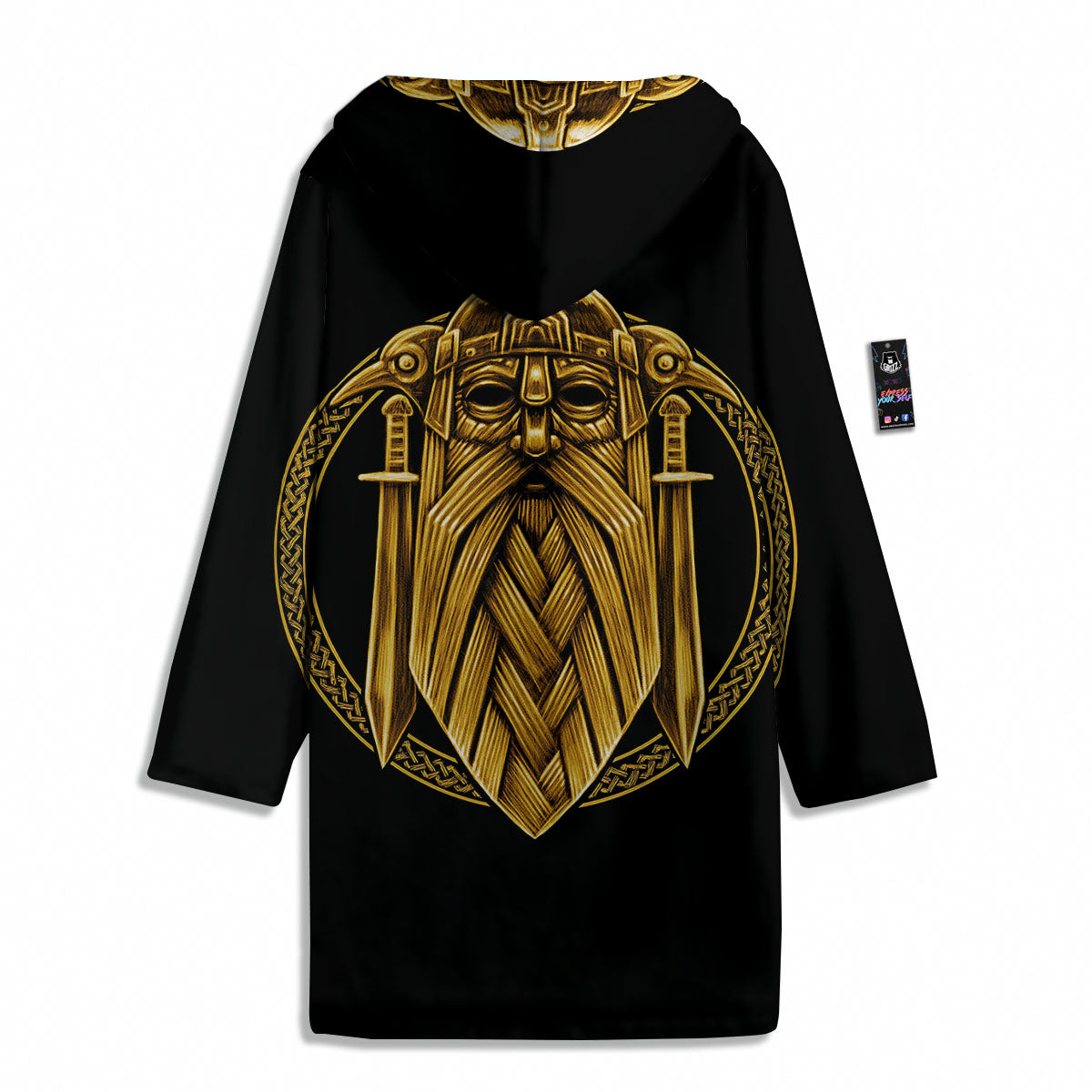 Norse God Odin Gold Viking Print Men's Windbreaker Jacket-grizzshop