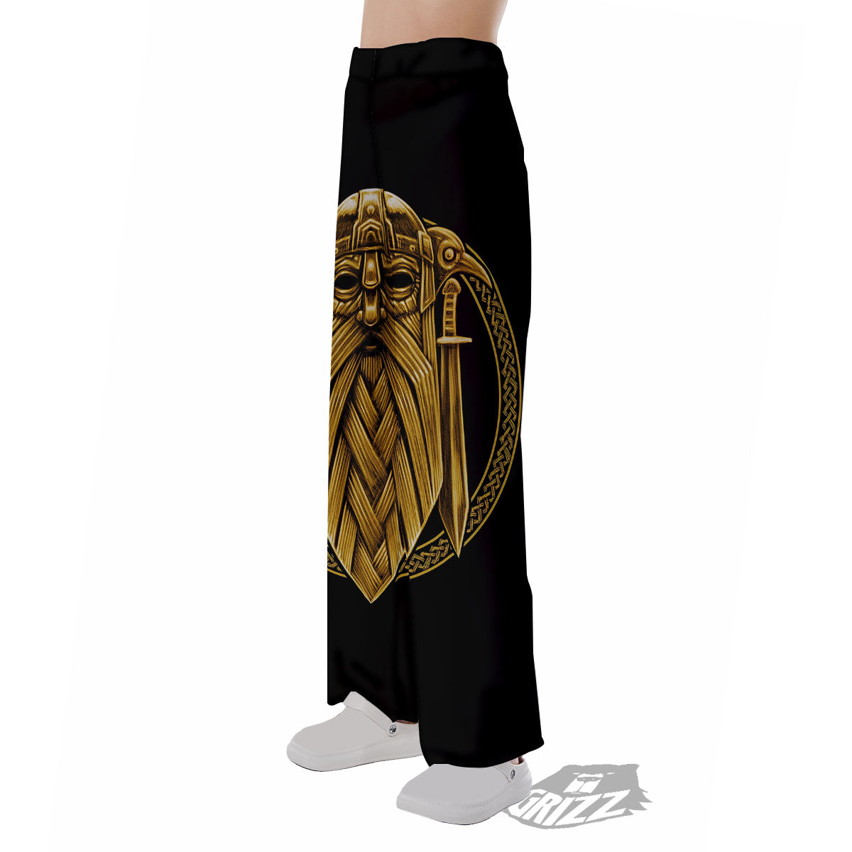 Norse God Odin Gold Viking Print Pajama Pants-grizzshop