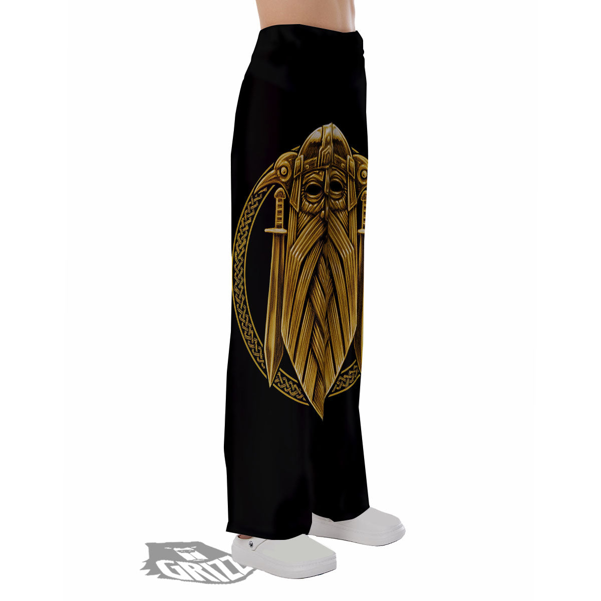 Norse God Odin Gold Viking Print Pajama Pants-grizzshop