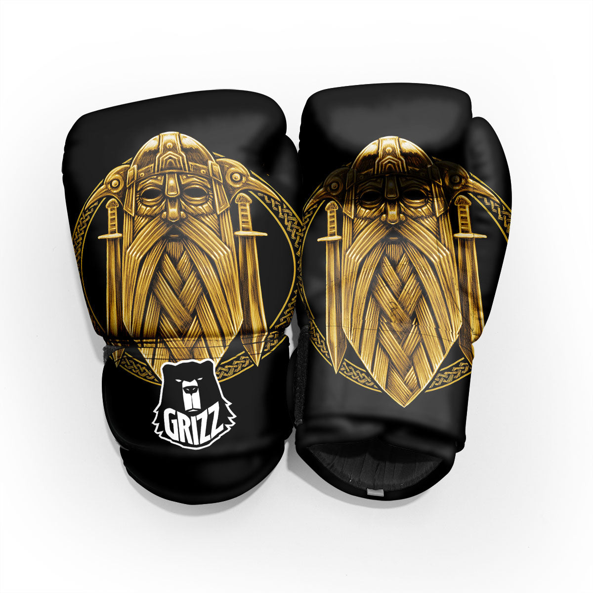 Norse God Odin Gold Viking Print Pro Boxing Glove
