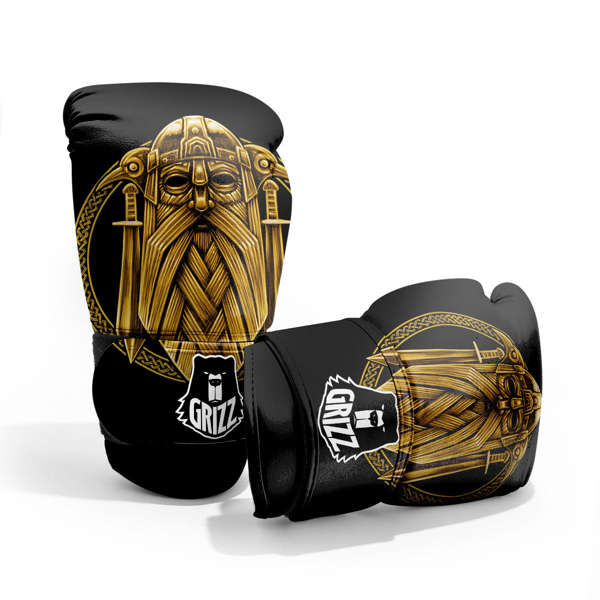 Norse God Odin Gold Viking Print Pro Boxing Glove