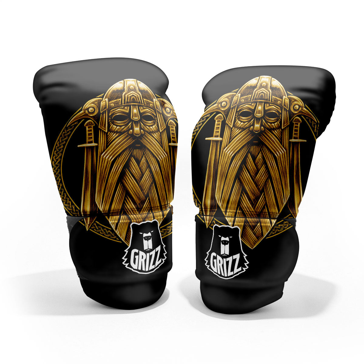 Norse God Odin Gold Viking Print Pro Boxing Glove