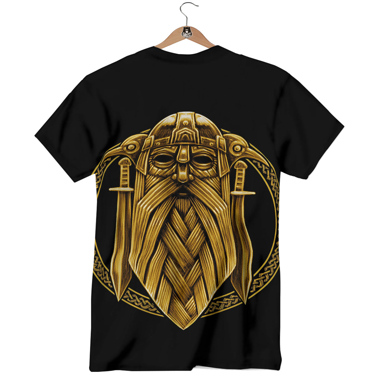 Norse God Odin Gold Viking Print T-Shirt-grizzshop