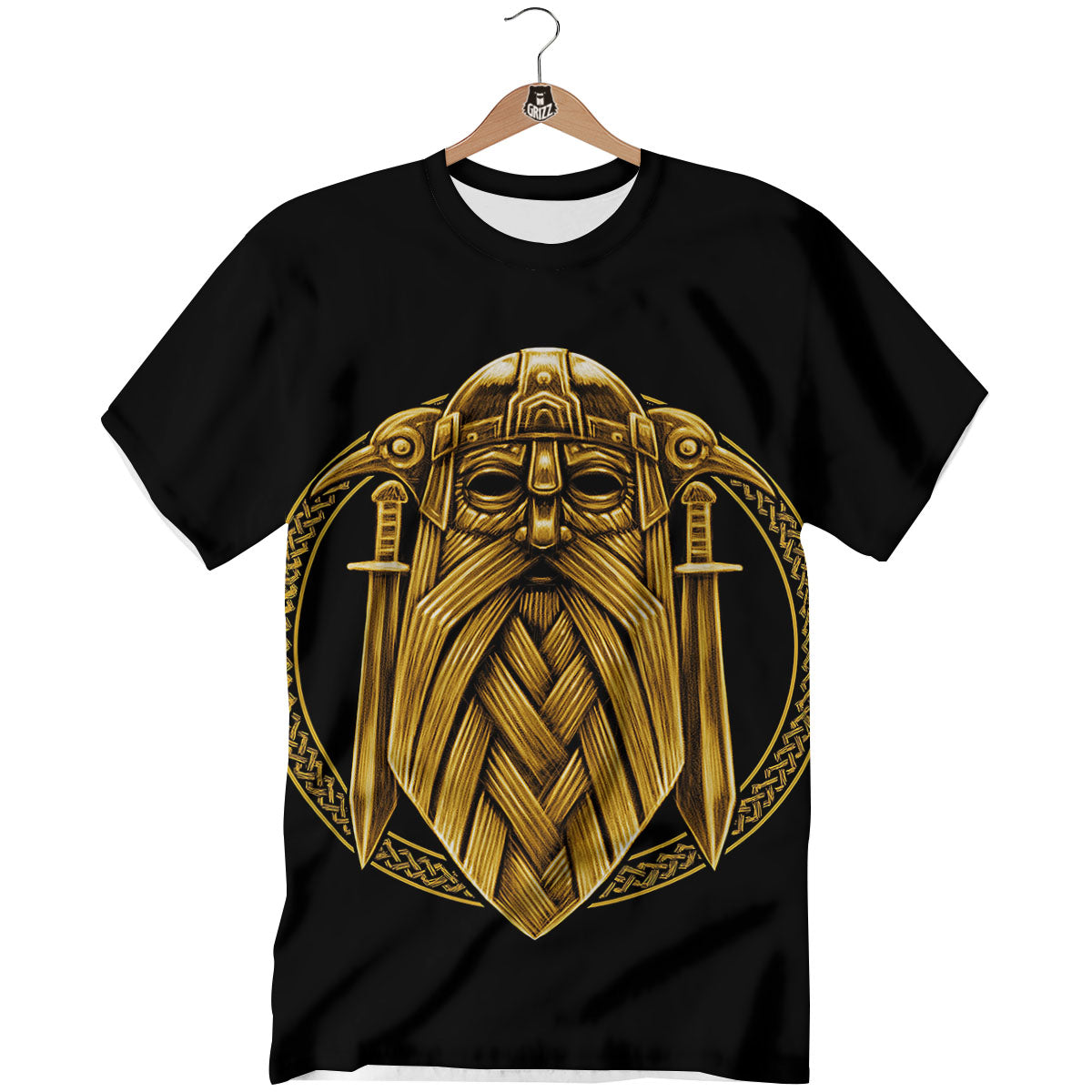 Norse God Odin Gold Viking Print T-Shirt-grizzshop