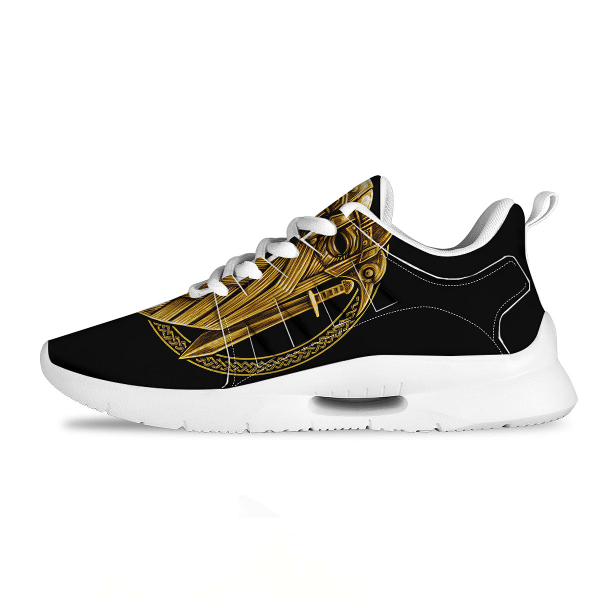 Norse God Odin Gold Viking Print Tennis Shoes-grizzshop